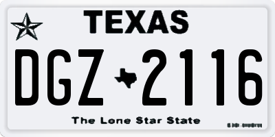 TX license plate DGZ2116