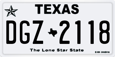 TX license plate DGZ2118
