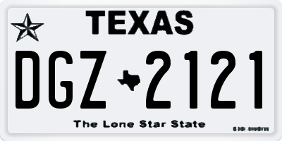 TX license plate DGZ2121