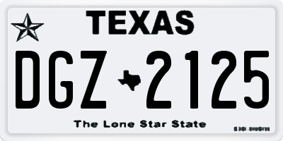 TX license plate DGZ2125