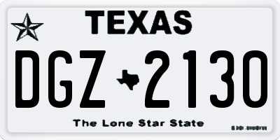 TX license plate DGZ2130