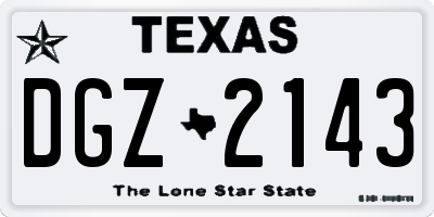 TX license plate DGZ2143