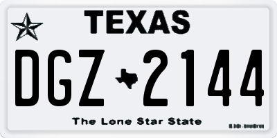 TX license plate DGZ2144