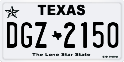 TX license plate DGZ2150
