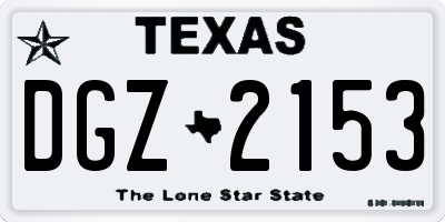 TX license plate DGZ2153