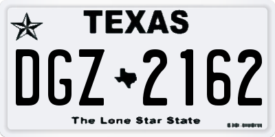 TX license plate DGZ2162