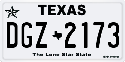 TX license plate DGZ2173