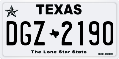 TX license plate DGZ2190