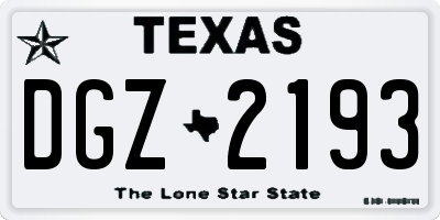 TX license plate DGZ2193