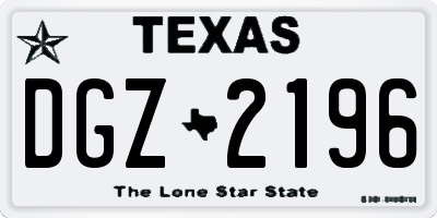 TX license plate DGZ2196