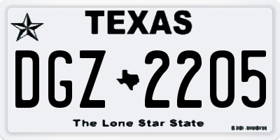 TX license plate DGZ2205