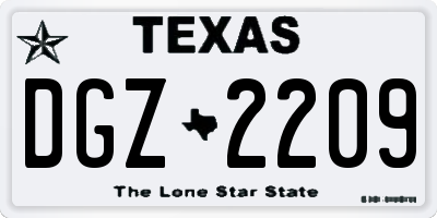 TX license plate DGZ2209