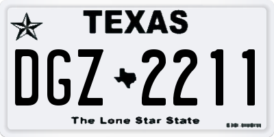 TX license plate DGZ2211