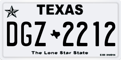 TX license plate DGZ2212