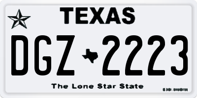 TX license plate DGZ2223