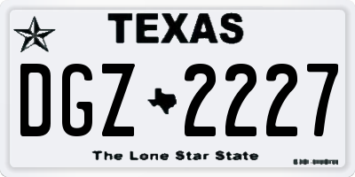 TX license plate DGZ2227