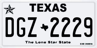 TX license plate DGZ2229