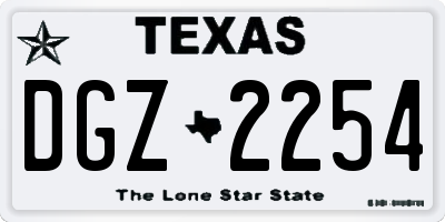 TX license plate DGZ2254