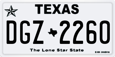 TX license plate DGZ2260