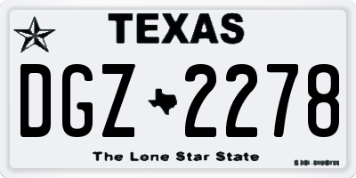 TX license plate DGZ2278