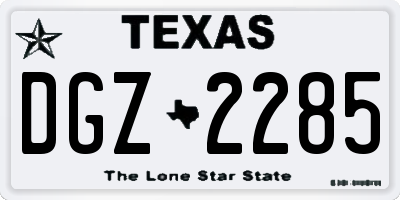 TX license plate DGZ2285