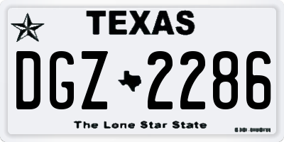 TX license plate DGZ2286