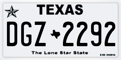 TX license plate DGZ2292