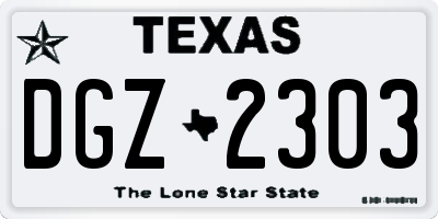 TX license plate DGZ2303