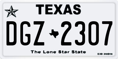 TX license plate DGZ2307