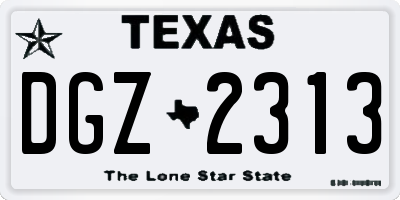 TX license plate DGZ2313