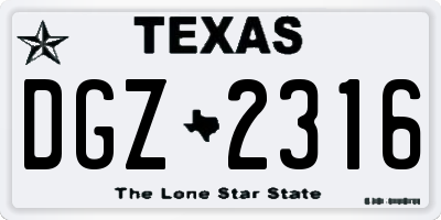 TX license plate DGZ2316