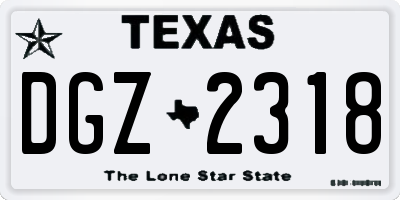 TX license plate DGZ2318