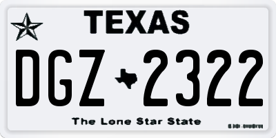 TX license plate DGZ2322