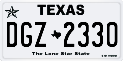 TX license plate DGZ2330