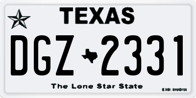TX license plate DGZ2331