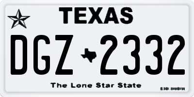 TX license plate DGZ2332