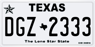 TX license plate DGZ2333