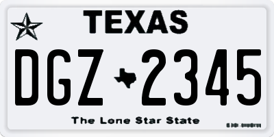 TX license plate DGZ2345