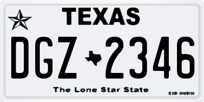 TX license plate DGZ2346