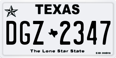 TX license plate DGZ2347