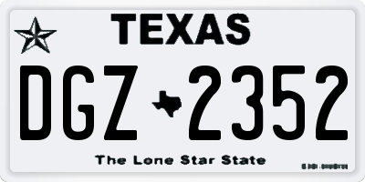 TX license plate DGZ2352