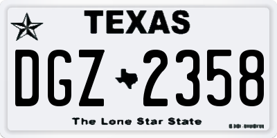 TX license plate DGZ2358