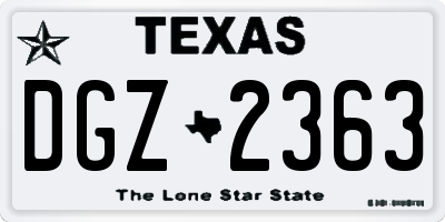 TX license plate DGZ2363