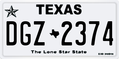 TX license plate DGZ2374