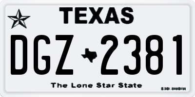 TX license plate DGZ2381
