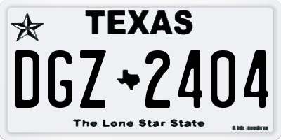 TX license plate DGZ2404