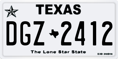 TX license plate DGZ2412