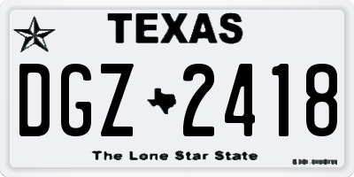 TX license plate DGZ2418