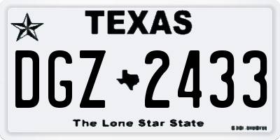 TX license plate DGZ2433