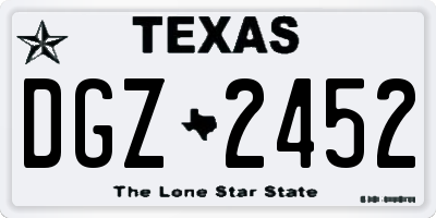 TX license plate DGZ2452